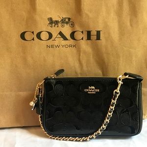 Coach Black Patent Leather Large Wristlet
